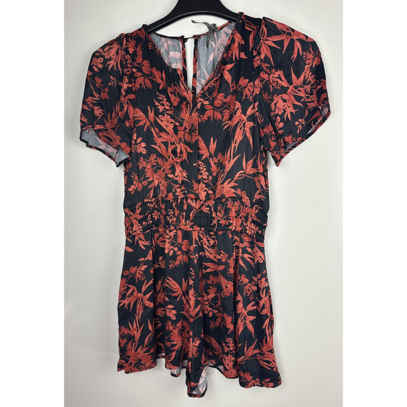 by Anthropologie The Somerset Romper Red Black Floral 1-Piece Anthro Size Small - Picture 2 of 12